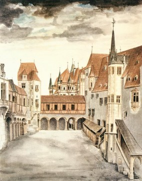 アルブレヒト・デューラー Painting - 雲のあるインスブルックの旧城の中庭 アルブレヒト・デューラー